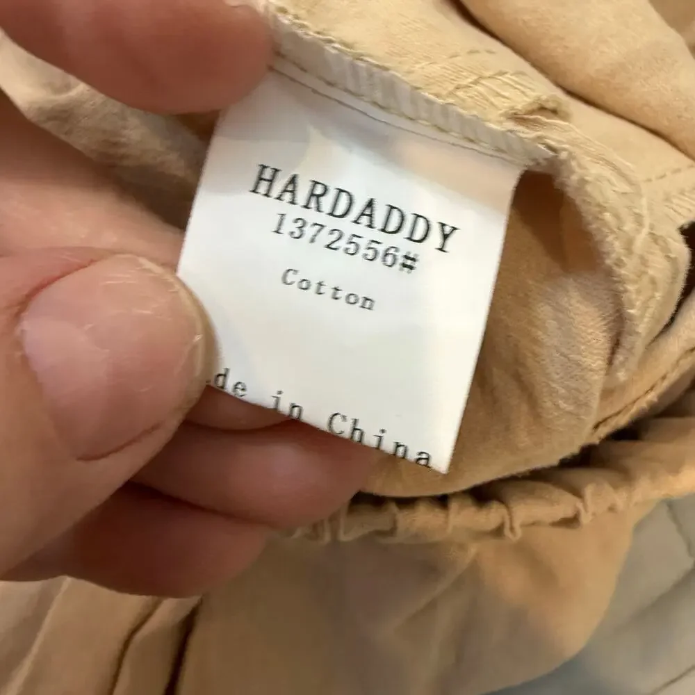 NEW Hardaddy Cotton Pants XL Pull On Beige Plain Hawaiian Casual Trousers